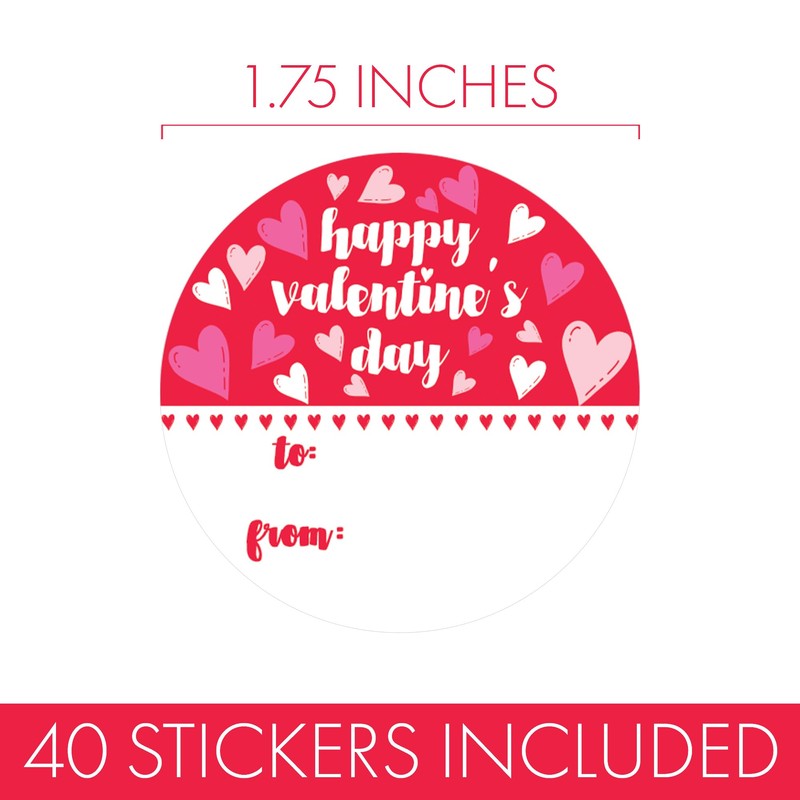 Valentine's Day Stickers for Kids, Red Heart Valentine Label Stickers,