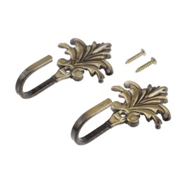 Hicello 2Pcs Bronze Vintage Maple Leaves Curtain Drapery Tieback Door Wall Towel Cloth Coat Hook Holder With Screws