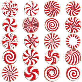 20 PCS Christmas Peppermint Candy Thick Gel Cling Xmas Candy Cane Window Decorations Candy Cane Window Clings Decals for Kids Toddlers Home Airplane Festive Season Holiday Party Home Classroom Nursery