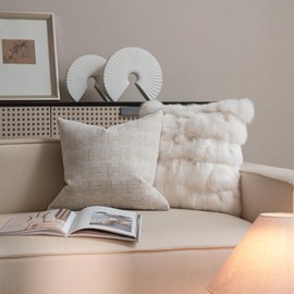 Croker Horse Croker Horse 20x20' Inches Throw Pillow Cushion Cover - Emma Beige Tawny Birch Stripe Pattern Series Luxury Couch Sofa Pillow for Living Room Bedroom