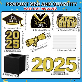 Weekgrat Graduation Table Centerpieces Class of 2025 DIY Grad Centerpiece Include Boxes Felt and Toppers for College High School Congrats Graduation Party Supplies (Black and Gold)