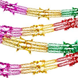 DTOFOOT 8Pcs Christmas Ceiling Decorations, Foil Garland Hanging Christmas Decorations Festive Swirl Streamers for Indoor Outdoor Xmas Party 80s 90s Retro Style for Christmas New Year