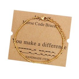 JoycuFF Inspirational Morse Code Bracelets Unique Birthday Gifts for Best Friend Mom Sister Daughter Gold Beaded Bracelet Jewelry for Women You Make A Difference