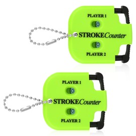 BOXOB 2pcs Golf Stroke Counter, Mini Golf Score Keeper Handy Portable 2-Player Shot Clicker Scorekeeper with Key Chain for Different Kinds of Competitions and Games (Green)
