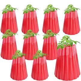 Adnee 10 Pack Water Filled Plant Protectors-19 x 17 Inch Reusable Wall of Water Plant Covers for Tomato Plants-Red Early Season Insulating Plant Protective Cover for Outdoor Winter Freeze Protection