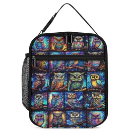 ZCJB-WSRY Owl Lunch Box - Cute Reusable Owl Lunch Bag for Women Men Kids - Small Portable Foldable Insulated Lunchbox for School Work Picnic