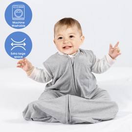 GUNTAIL Baby Sleep Sack 12-18 Months Baby Wearable Blanket 100% Rayon Cotton 2-Way Zipper Toddler Sleeping Sack，Comfy Soft Lightweight TOG 0.3(grey)