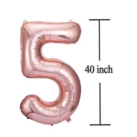 Rose Gold 50 Number Balloons Big Giant Jumbo Large Number 50 Foil Mylar Balloons for Women Men 50th Birthday Party Supplies 50 Anniversary Events Decorations-40 inch