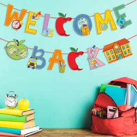 Back to School Banner for Classroom First Day of School, First Day of School Banner Decorations Welcome Back to School Apple Banner for School Bulletin Board Chalkboard Party Decorations Supplies