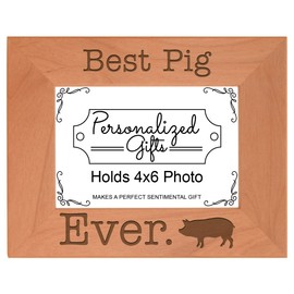 ThisWear Potbelly Pig Gifts Best Pig Ever Natural Wood Engraved 4x6 Landscape Picture Frame Wood