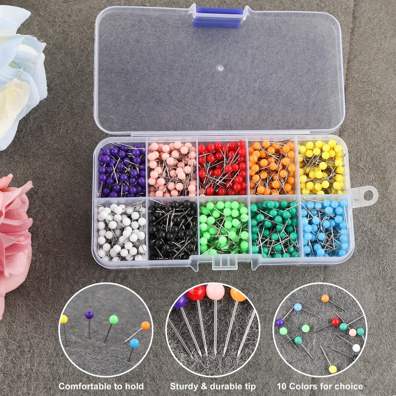 Pack of 1000 push pins, round head pins, map nails,