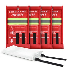 FIREWESS Emergency Fire Blanket, 4Pack Fiberglass Flame Retardant Fire Blankets Emergency for Home, Kitchen, Car, Office, Grill, 39.4X 39.4inch Fire Extinguisher Blanket