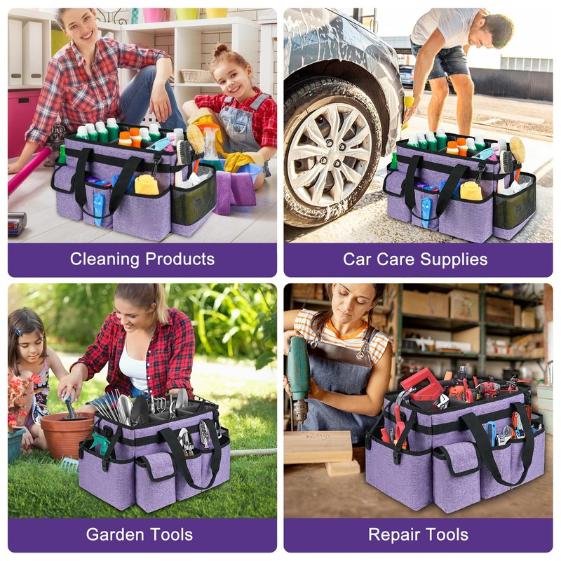ZIOZERTT Cleaning Caddy Bag,Large Cleaning Supplies Organizer with Handle for