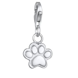 Paw Charm Pendant with Lobster Clasp for Charm Bracelet Made of 925 Sterling Silver Cat Dog Paw for Women and Girls, Sterling Silver