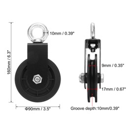 PATIKIL Cable Pulley Rotation Traction Wheel 3.54 in/90mm Silence Detachable Cable Pulley 360 Rotation for Pulley System Gym Equipment Lifting Block Clothesline DIY Projects