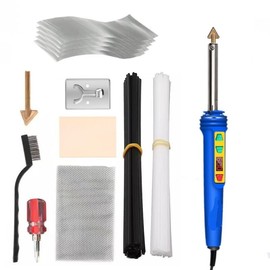 100W 2-in-1 Plastic Welding Soldering Iron Repair Kit, LCD Adjustable Temperature 200-600°C Soldering Iron with 40 Welding Rods with 4 Soldering Iron Tips, Plastic Repair Kit for Cars Bumper (Blue)