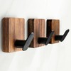 DELITON Towel Hooks for Bathrooms, 4 Pack Adhesive Wood Hooks