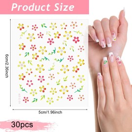 HASTHIP® Mini pegatinas de flores para decoración uñas (30 hojas)