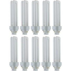 Diodesy- Compact Fluorescent U-Shaped Light Bulb 4 Pin Double Twin Tube 18W 3000K Soft White 1080 Lumens PLD G24q2-4 Base CFL Tubular Bulbs for Office Classroom Clinic 10000 Lifespan Hours Pack of 10