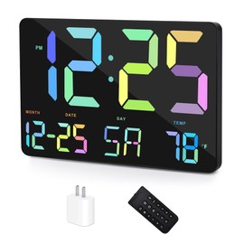 Amgico RGB Digital Alarm Clock with Snooze,Temperature,Auto Dimming,11.5" Large Display Calendar,Desk/Wall Clock for Bedroom,Living Room,Office,Home,Classroom,Kids,Elderly-Black