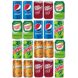 BeeQ BOX - (Pack of 20) mini Soda 7.5 OZ Variety Pack | Multi Flavor Soft Drink Bundle | Assortment Soda Refrigerator Restock Kit of Soda