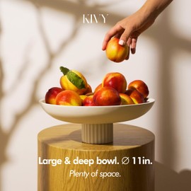 KIVY Concrete Fruit Bowl for Kitchen Counter - Large Decorative Bowl for Home Decor - Modern Key Bowl for Entryway Table - Pedestal Bowl - Decorative Bowls for Home Decor - White Fruit Bowl Decor