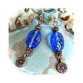 Blue and Copper Dangle Earrings. Jewelry Earrings for Women #3298FE672