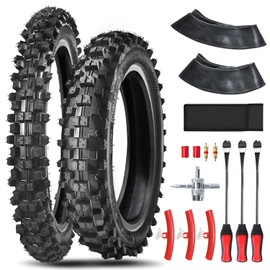 HOOUP Dirt Bike Rear 90/100-14 3.00-14 Front 70/100-17 2.75-17 Tire and Inner Tube for KLX140 KX85 TTR125 RM80 RM85 TaoTao DB17 DB27 Apollo RFZX18 Coolster SR150 Pit Bike Off Road Motocross Motorcycle
