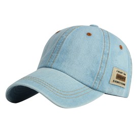 White Fang CA821 Denim Cap, Logo, English Letters, Hat, Running, Outdoors, Fishing, Men's, Women's,, blue (light)