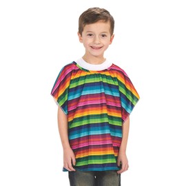 Fun Express Fiesta Kids Serape Poncho – Colorful Mexican-Inspired Apparel for Kids – Ideal for Costume Parties Festivals Cinco de Mayo – Cultural Celebrations Soft & Comfortable Multi-Color – 1 Piece