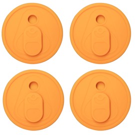 TERESRY 4 Pack Silicone Lids for Glass & Can Cups, 2.75inch/70mm with Bamboo & Wooden Lids, Replacement Canning Lids for 16-24OZ Glass Cups - Orange