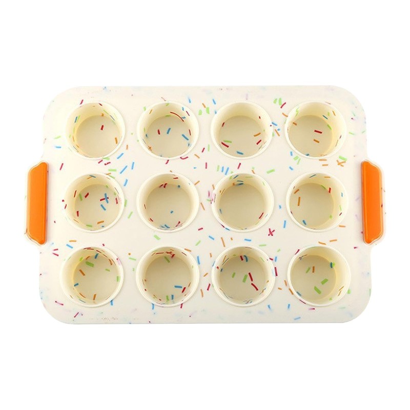 NOWHYX Silicone Muffin Pan,12 Cups Muffin Baking Pan with Handle