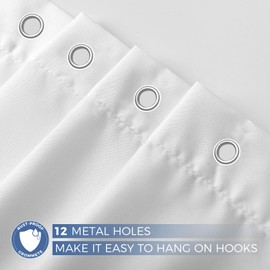 downluxe Waterproof Fabric Shower Curtain Liner - Soft Cloth Shower Liner with 3 Magnets, Shower Curtains for Bathroom, Machine Washable & Hotel Quality, 72" W x 66" L, White