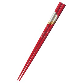 Traditional high quality chopsticks made by Japanese craftsmen 21.5 cm Red Natural wood Lacquer coating A masterpiece of the painted skin unique to Wajima-lacquer. Modern design with gold maki-e