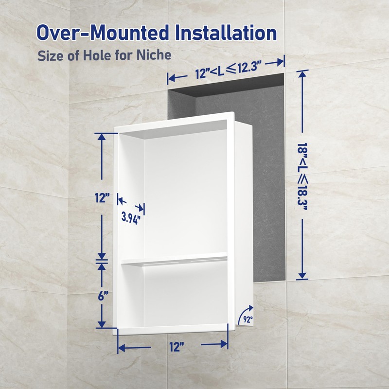 Bernkot Stainless Steel Shower Niche 18" X 12" White with