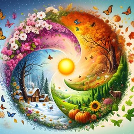 DPHERO DIY Four Seasons Diamond Painting Pictures for Adults Beginners, 5D Butterfly Diamond Painting Set, DIY Tai Chi Round Stones Diamond Art Kits, Diamond Art for Home Decor 30 x 30 cm