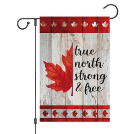 Louise Maelys Canada Day Garden Flags Maple Leaf True North Strong Free Flag 12 x 18 Inch Double Sided Burlap Flags 1st July Canada Flag Patriotic Flags for Canada Day Outdoor Decorations(Only Flags)