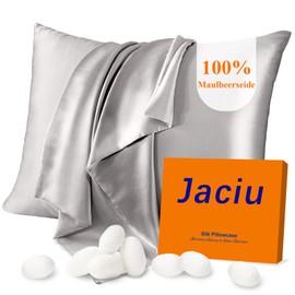 Jaciu 100% Mulberry Silk Pillow Cases Silk Pillowcase for Hair and Skin Both Side Real Silk Pillowcases Hidden Zipper 21 Momme Satin Pillow case (Dark Grey, Standard: 20"x26",1pcs)