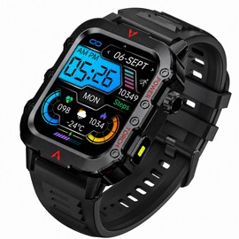 LAXASFIT Men's Smart Watch LED Flashlight Outdoor Sports Smartwatch Health Monitor