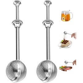 Pack of 2 Tea Infusers for Loose Tea with Telescopic Handle - Stainless Steel Teaballs & Tea Strainer Stainless Steel, Practical Tea Bag for Loose Tea with Fine Filter, Dishwasher Safe & Versatile for