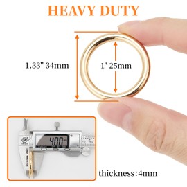 QIUTIMIY 15pcs Metal Seamless Welded O Rings,Multi-Purpose O-Ring Hardware for Crafts Dog Collar Macrame Rings,Brushed Brass 25mm