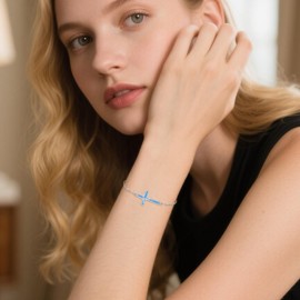 AXOMY Cross Bracelet 925 Sterling Silver Adjustable Blue Opal Bracelet Religious Bracelets Christian Jewelry Gifts for Women