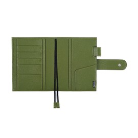 Moterm Leather Cover for A6 Notebook - Fits Hobonichi Cousin, Stalogy and Midori MD Planner, with Pen Loop, Card Slots and Back Pocket (Pebble Olive Green)