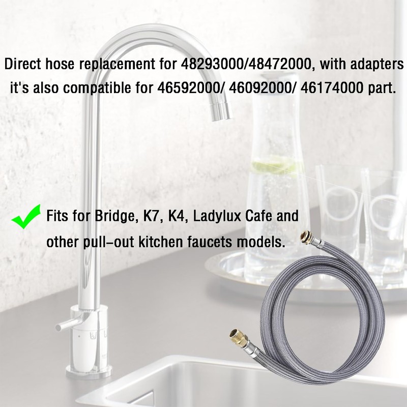 Kitchen Faucet Hose Replacement for Grohe 48293000 Flexible Shower, Pull-out