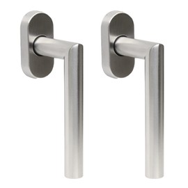 FELGNER Set of 2 window handles Messina in matt nickel, high-quality aluminium handle, window knob, hidden screws, oval rosette, easy installation, rotary knob, corrosion resistant, matt nickel