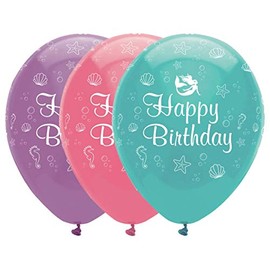 Creative Party Mermaid Birthday Balloons, 6 Purple, Green & Pink Balloons, Happy Birthday Balloons for Girls and Boys, Party Balloons, Birthday Party Supplies, RB320