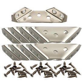 EFGTEK Furniture Corner Connector with 70 Pieces Screws,10 PCS Universal Heavy Duty Stainless Steel Corner Brackets for Furniture,Wood, Drawer, Shelves, Tables, Cabinets,Chairs,Closet