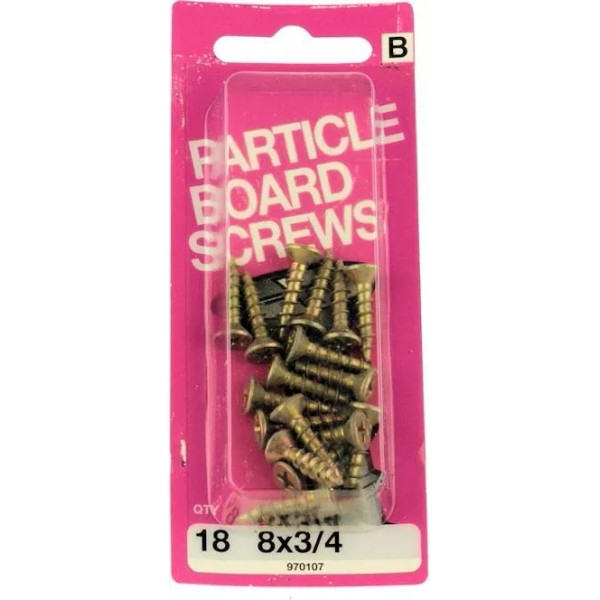 #8 x 3/4" Particle Board Screws - 18 Pack