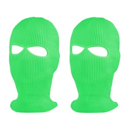 SUNTRADE 2-Hole Knitted Full Face Cover Ski Mask, Winter Balaclava Beanie for Outdoor Sport,Set of 2 (Black*2)