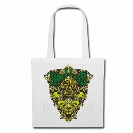 Reifen-Markt Tasche Umhängetasche SOULLESS SKULL BIKERSHIRT GOTHIC BIKE CLUB MC MOTORCYCLE CHOPPER CUSTOM MOTORRAD MOTORRADTREFFEN CLUB TREFFEN Einkaufstasche Schulbeutel Turnbeutel in Weiß